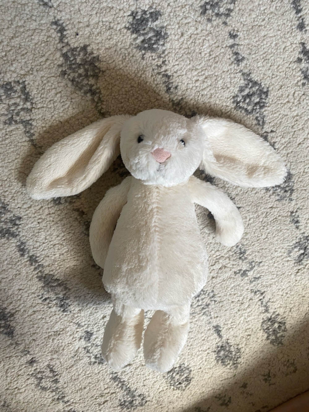 White Small Jellycat Bunny Plush with Pink Nose